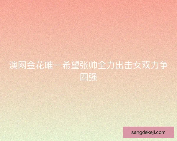 澳网金花唯一希望张帅全力出击女双力争四强
