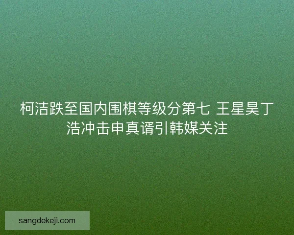 柯洁跌至国内围棋等级分第七 王星昊丁浩冲击申真谞引韩媒关注